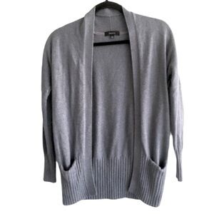 Aritzia Talula Cashmere Angora Rabbit Hair Sz XS Gray Long Line Open Cardigan